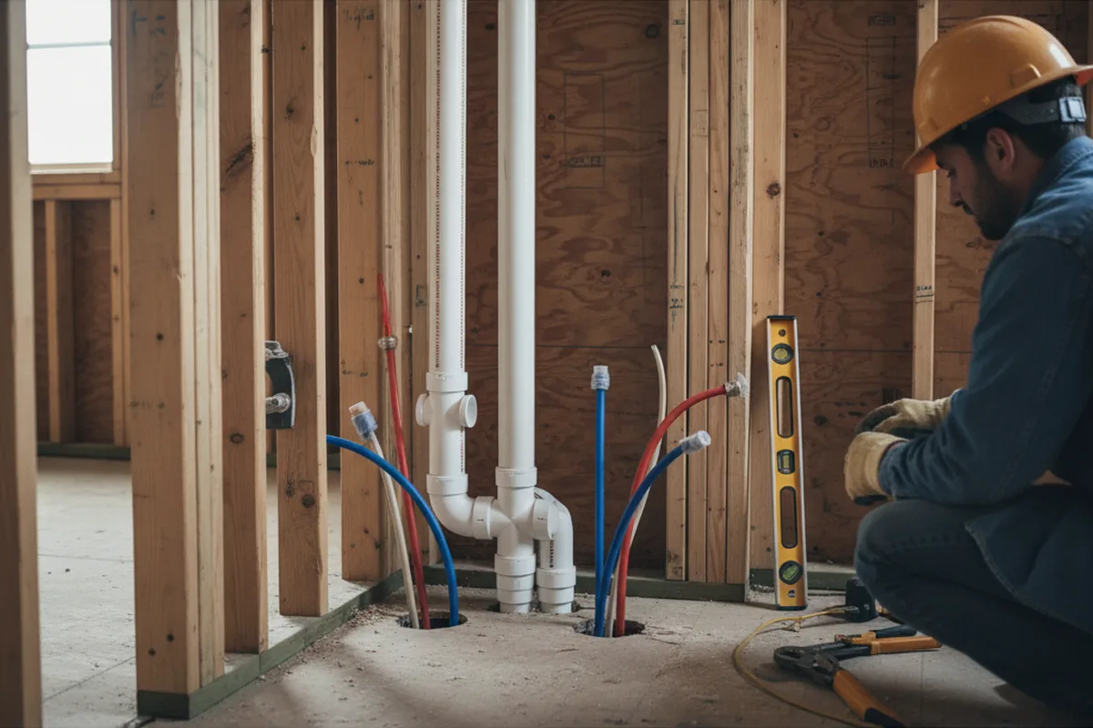 Drain and supply rough-in during Leak Detection in Dripping Springs