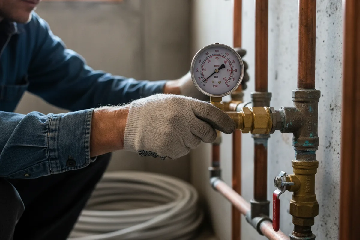 Pressure testing a repaired line during Water Line Repair in Dripping Springs